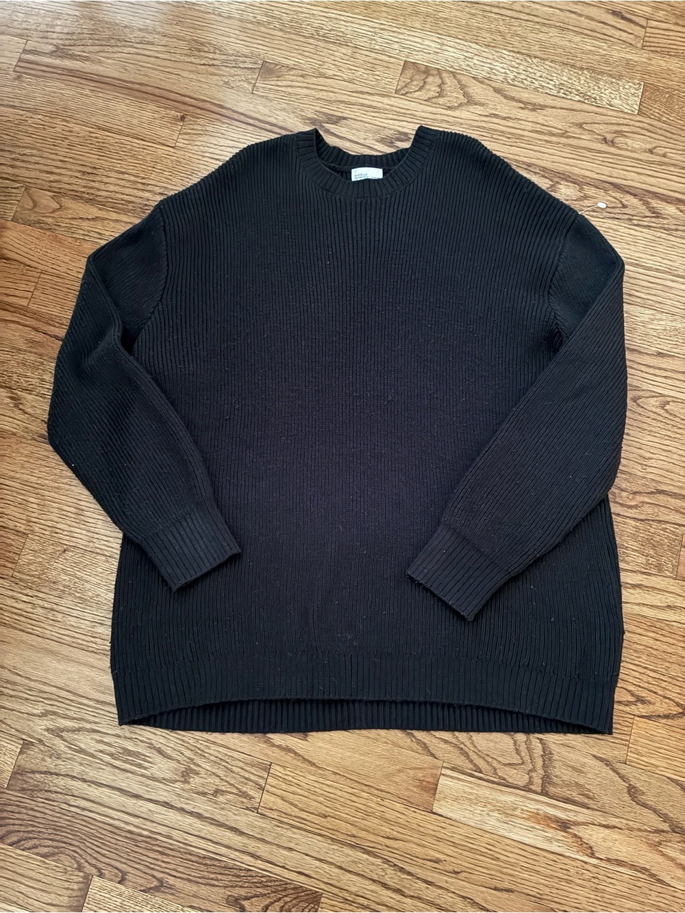 DANIELLE BERNSTEIN Black Ribbed Crew Sweater